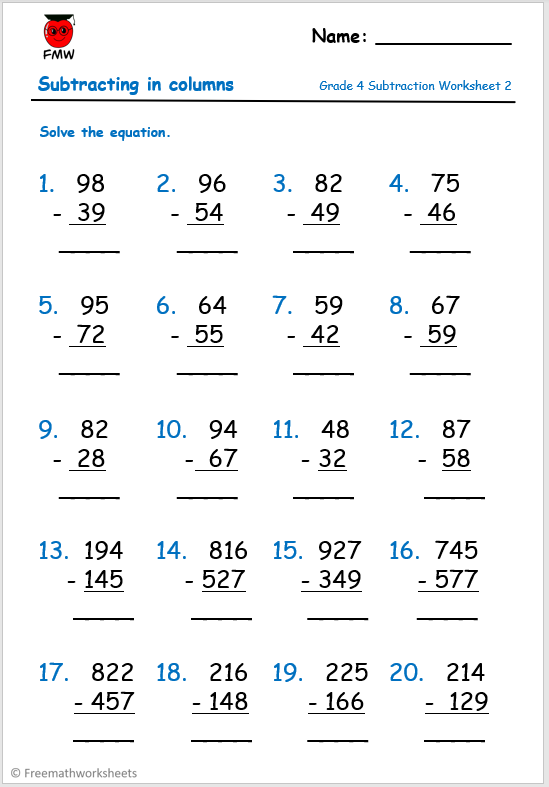 Grade 4 Subtraction Worksheets Free Worksheets Printables