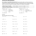 Lesson 1 Solve One Step Addition And Subtraction Equations Answer Key