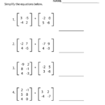 Matrix Multiplication Algebra 2 Worksheet Printable Algebra 2