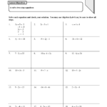 One Step Inequalities Worksheet Two Step Equations Equations One