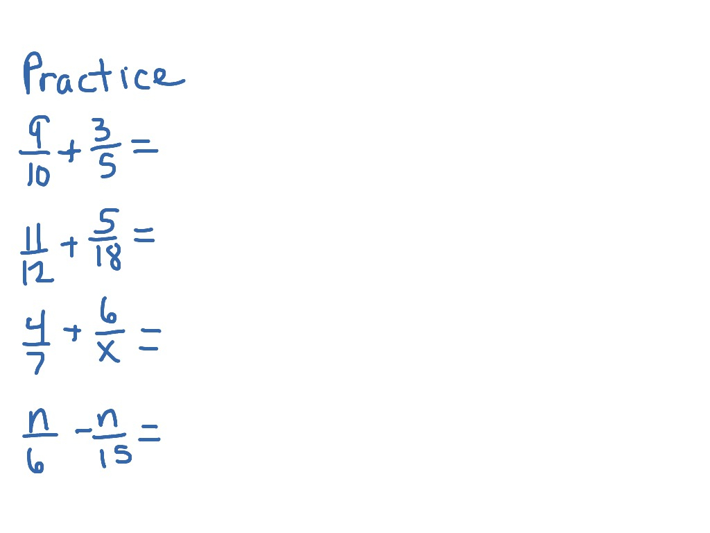 Pre Algebra 7 2 Adding And Subtracting Unlike Fractions Math Algebra 