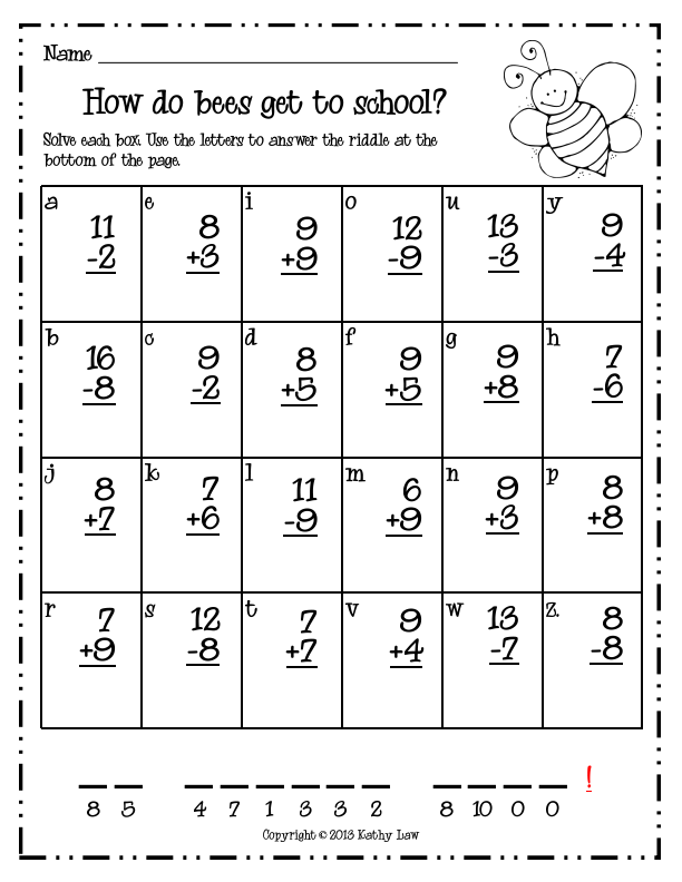 School Riddles 12 pdf Addition And Subtraction Math Riddles 1st