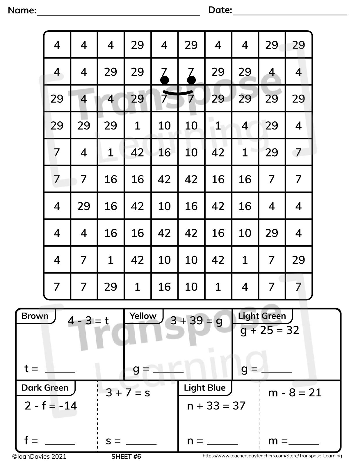 Solving One Step Equations With Addition Subtraction Ocean Mystery 