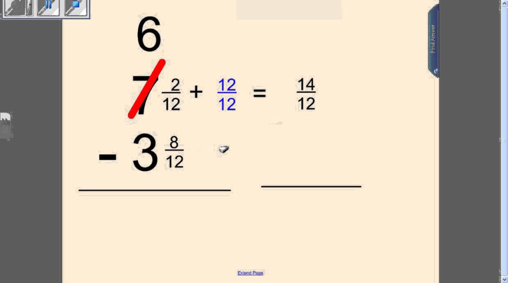 Subtracting Fractions Borrowing From Whole Numbers Worksheets