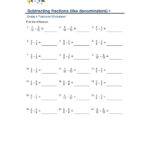 Subtracting Fractions Like Denominators Interactive Worksheet