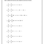 Subtracting Fractions With Unlike Denominators Interactive Worksheet