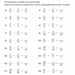 Subtracting Fractions Worksheets