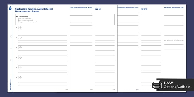 Subtracting Fractions Worksheets teacher Made 