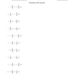 Subtracting Negative Fractions With Denominators To Sixths E