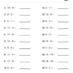 Subtraction Facts Practice Worksheet Set 2 Childrens Homeschool