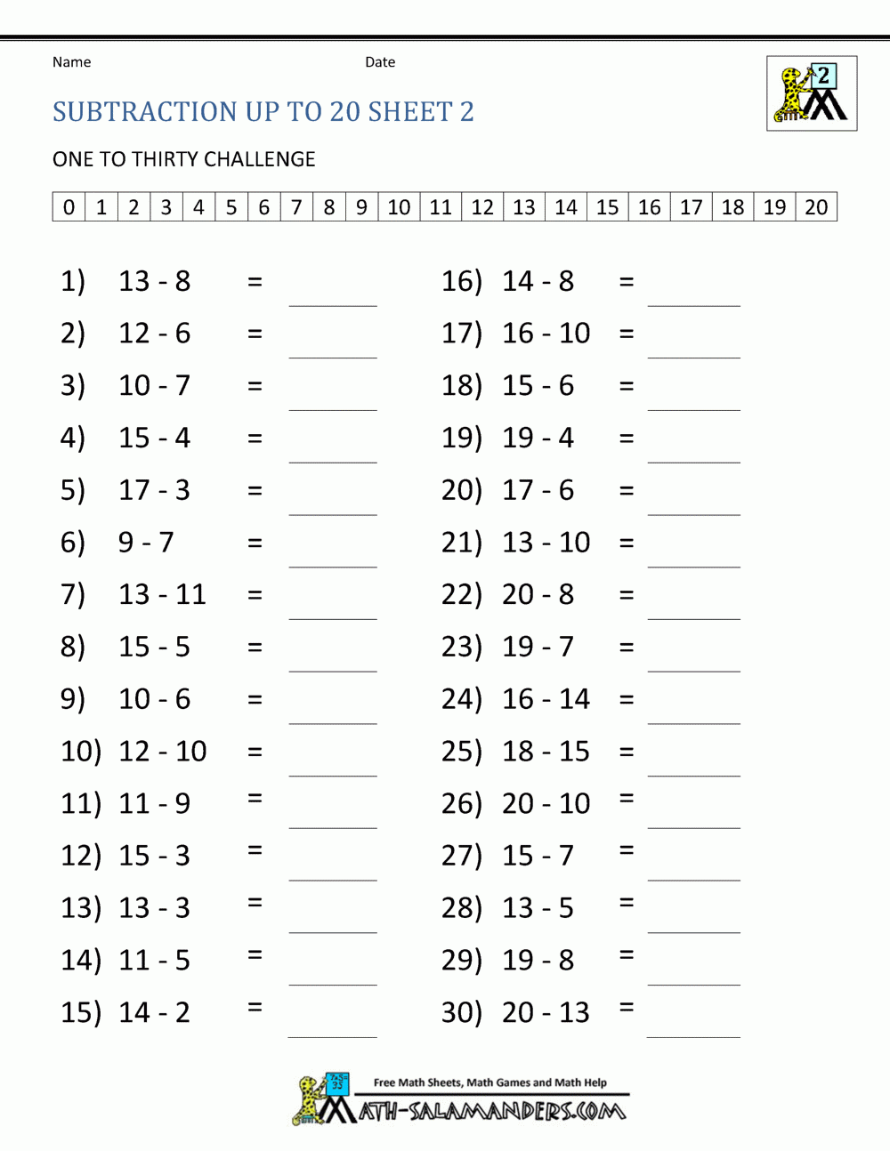 Subtraction For Kids 2nd Grade