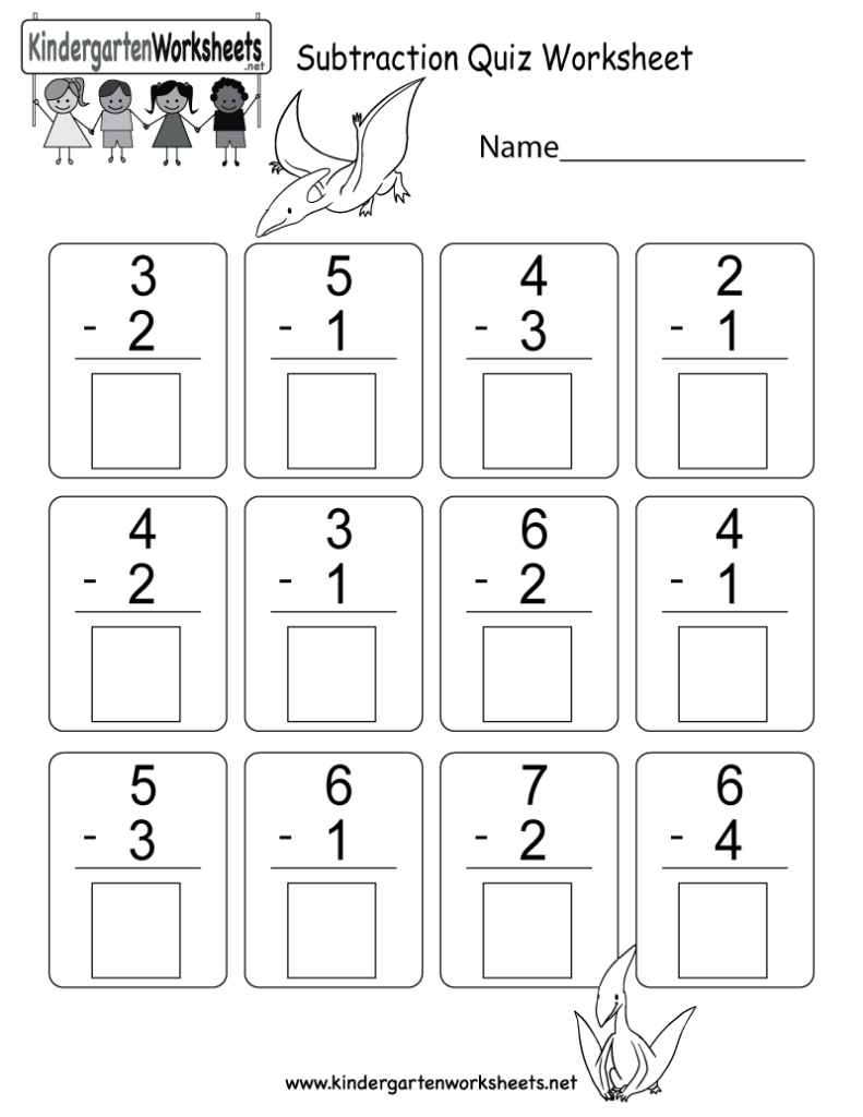 Subtraction Quiz Worksheet Free Kindergarten Math Worksheet For Kids