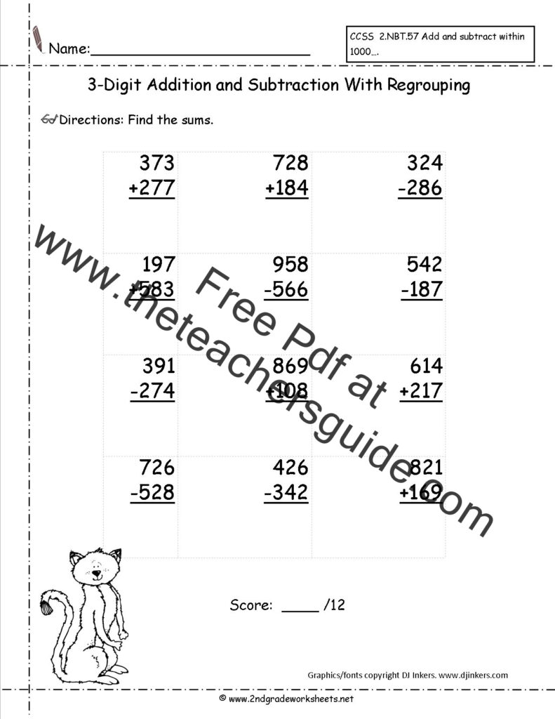 Three Digit Addition And Subtraction Worksheets From The Teacher s Guide