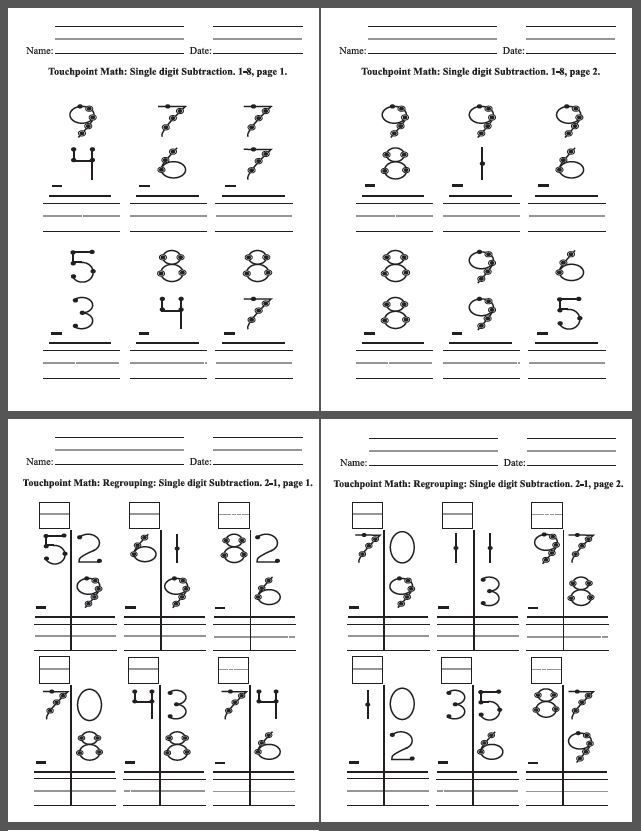 Touchpoint Subtraction Worksheets In 2020 Math Subtraction Worksheets 
