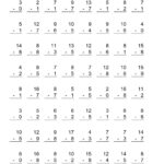 Vertical Subtraction Facts To 18 64 Questions A Subtraction