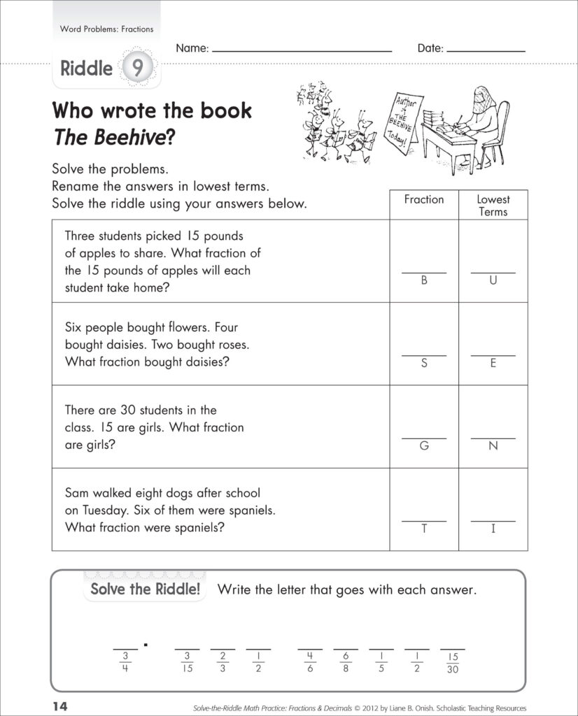 Word Problems Free Printable Fraction Word Problem Worksheets Lexia 