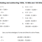 Year 5 6 Adding And Subtracting Multiples Of 10 100 1000 10000