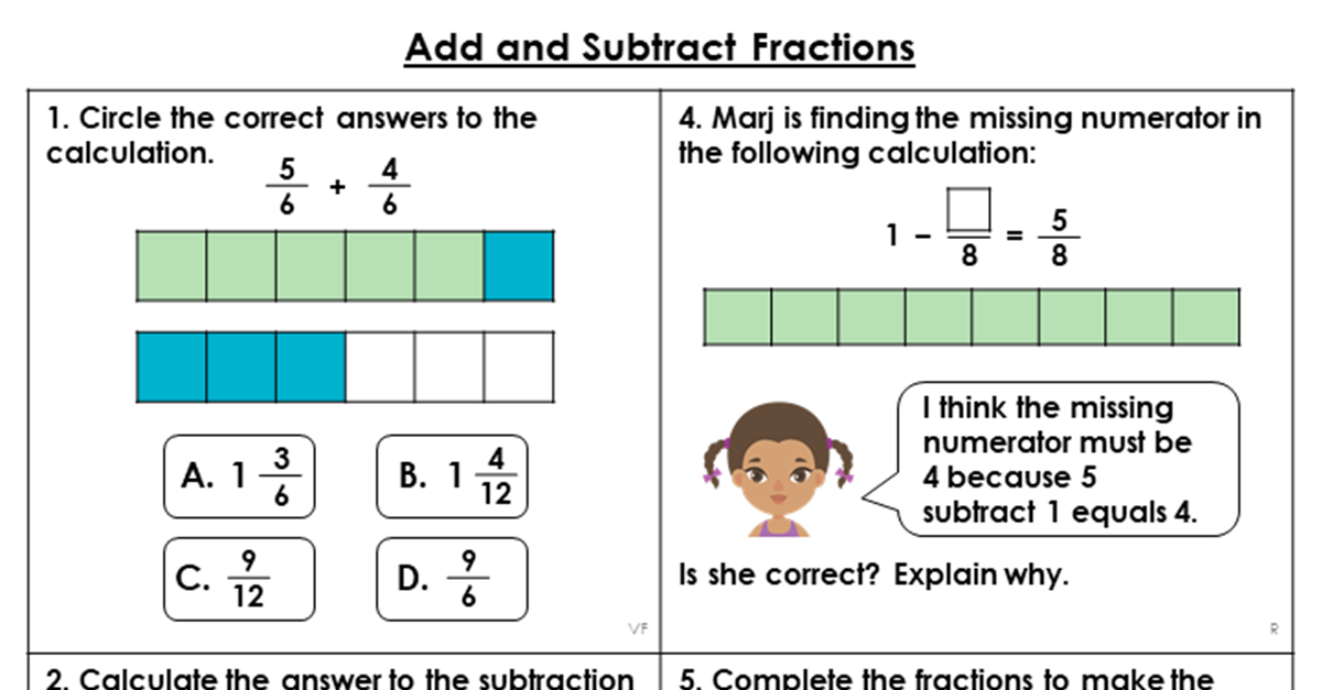 Year 5 Add And Subtract Fractions Lesson Classroom Secrets 