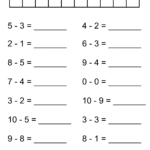 1 10 Number Line Subtraction Sheets