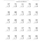 1 Digit Subtraction Worksheets Kidz Activities