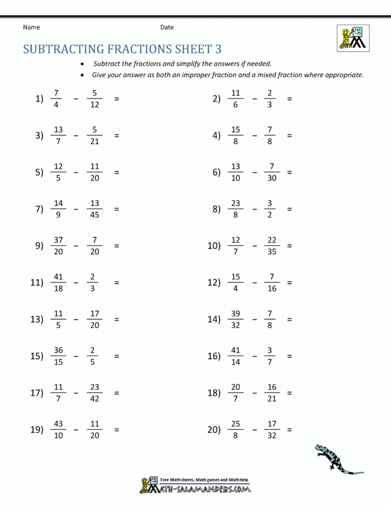 13 Best Images Of Adding Subtracting Multiplying Fractions Worksheet 