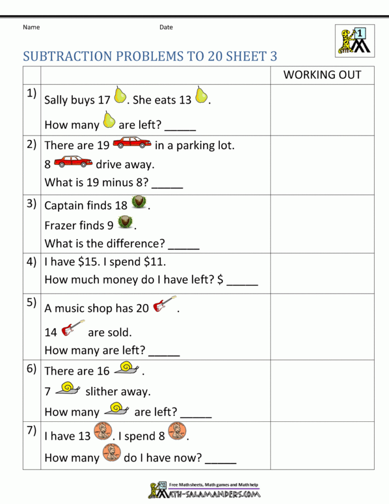 1st Grade Word Problems For Subtraction Slidesharedocs