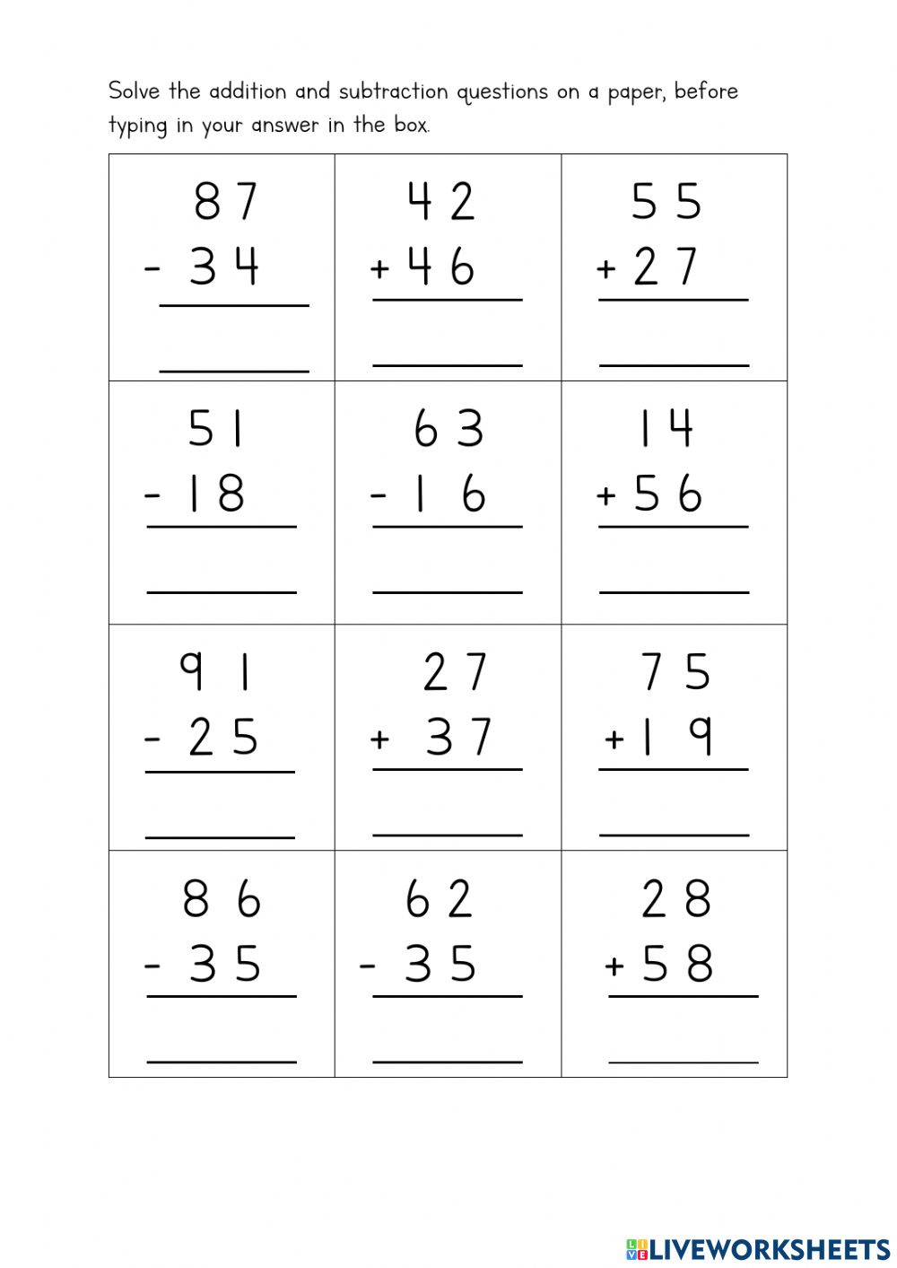 2 Digit Addition And Subtraction No Regrouping This Pack I Two Digit 