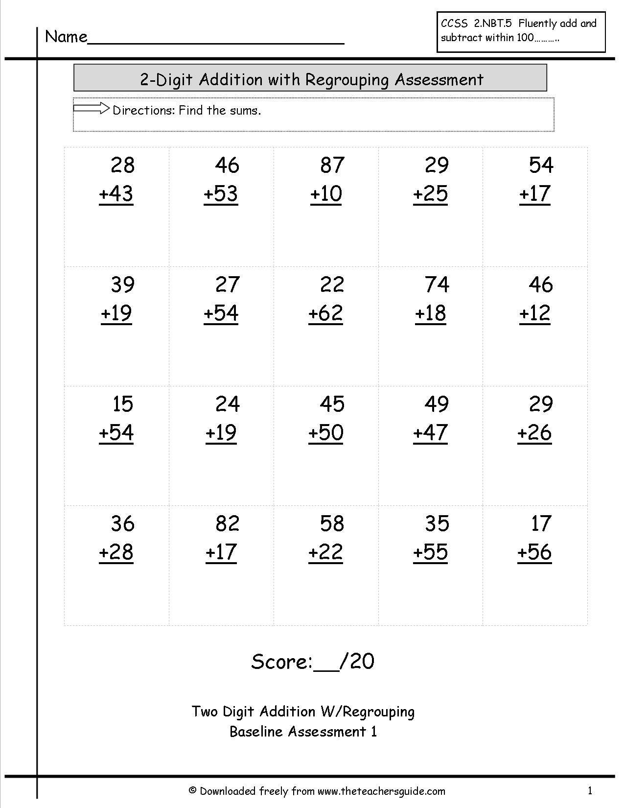 2 Digit Addition With Regrouping Pdf They Will Need To Understand 