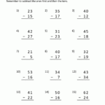 2 Digit Subtraction With Regrouping Worksheets