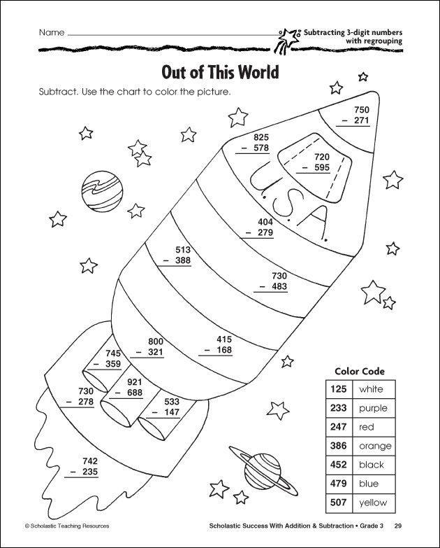 2 Digit Subtraction Without Regrouping Coloring Worksheets Clip Art 