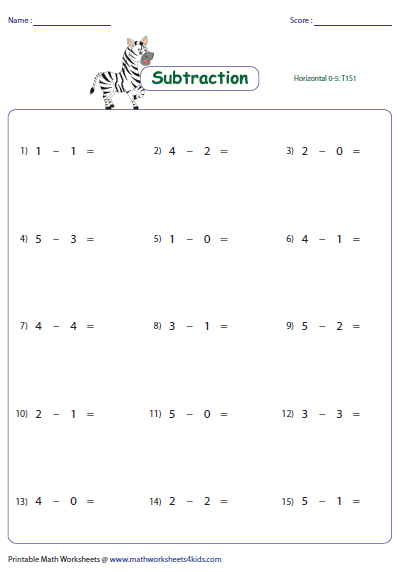 2 Digit Subtraction Without Regrouping Horizontal Askworksheet