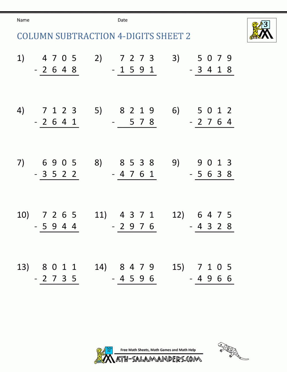 2 Digit Subtraction Without Regrouping Worksheets First Grade Math 