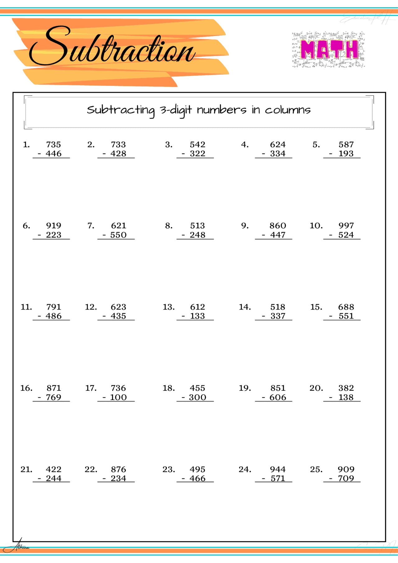 2 Digit Subtraction Worksheet 3worksheets 2nd Grade Math Worksheets 