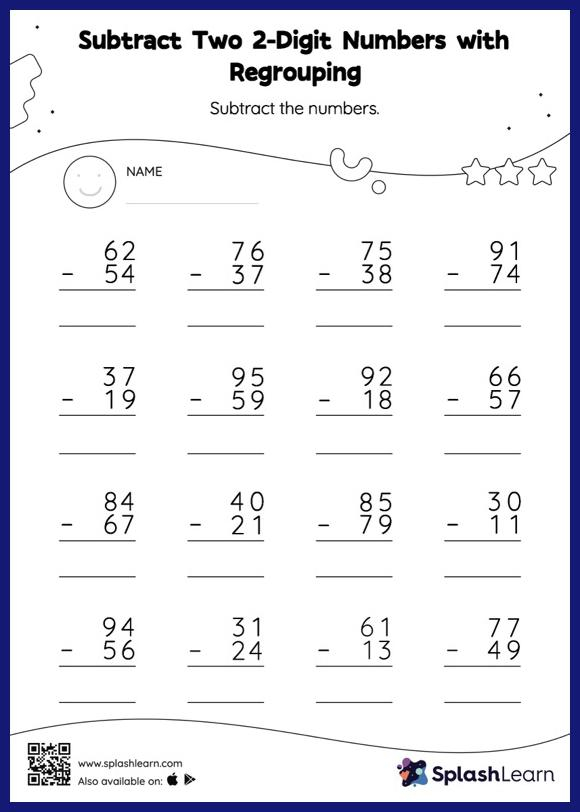 2 Digit Subtraction Worksheets Grade 2 Worksheet Subtract 2 Digit 