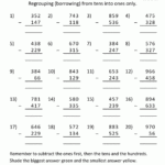 2nd Grade Math Worksheets 2 Digit Subtraction With Regrouping 3 Digit