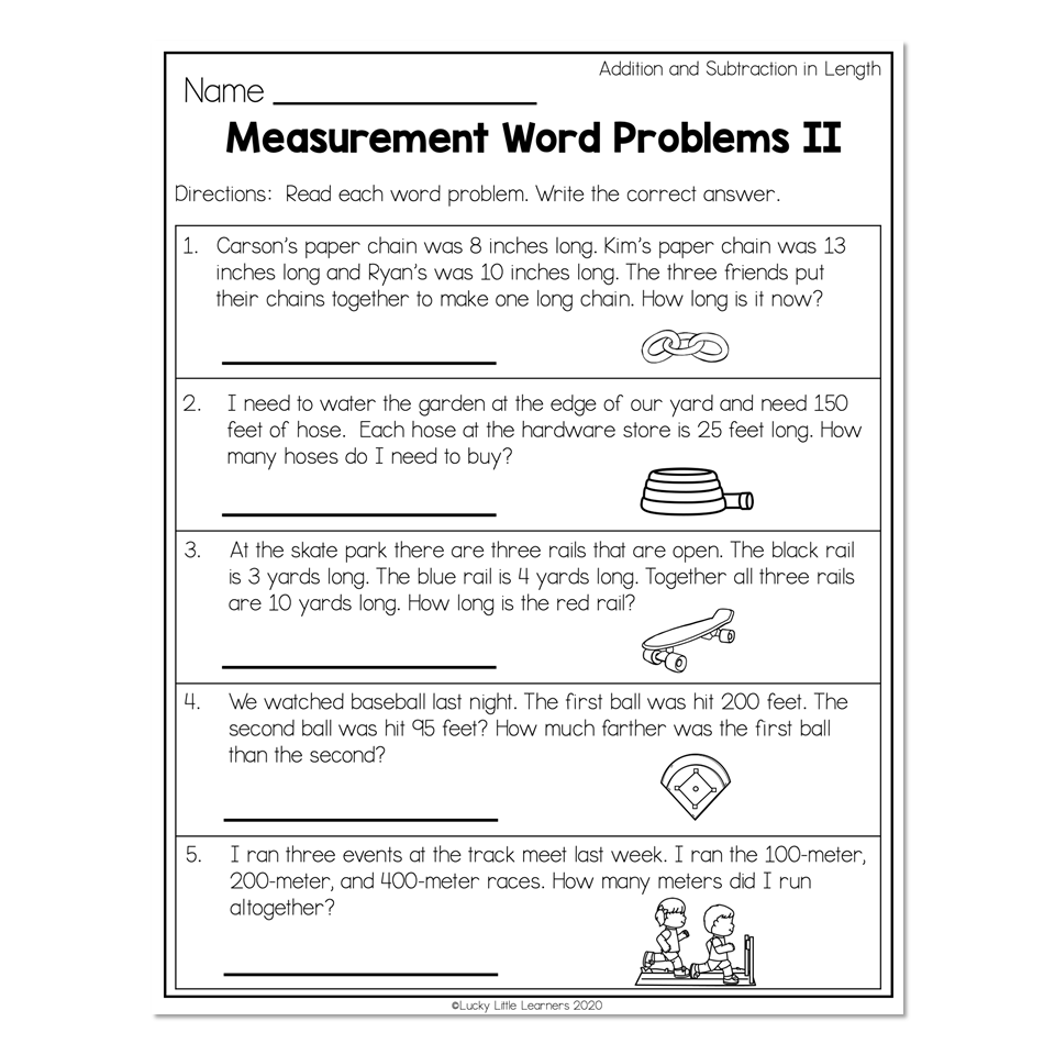 2nd Grade Math Worksheets Measurement Addition And Subtraction In 