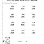 3 Digit Addition And Subtraction Worksheets With Regrouping Addition