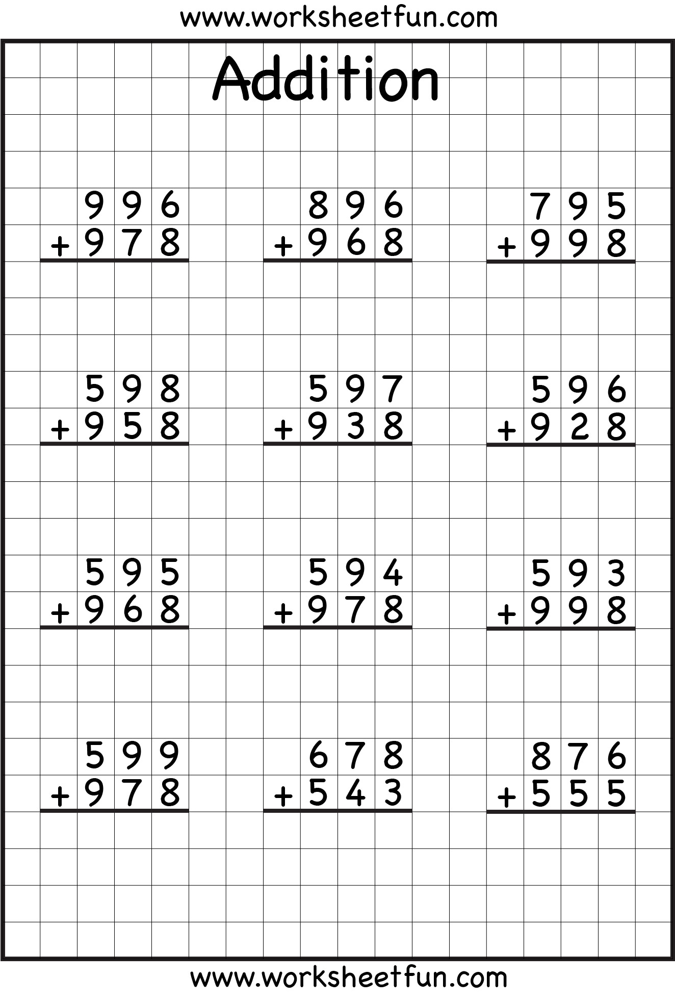 3 Digit Addition With Regrouping Carrying 6 Worksheets Addition 