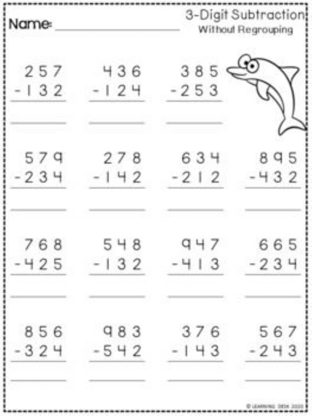 3 Digit Subtraction Regrouping Worksheet Pdf 3 Digit Plus Minus 3 