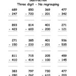 3 Digit Subtraction Without Regrouping Worksheets Free Printable PDF