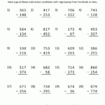 3 Digit Subtraction Worksheets