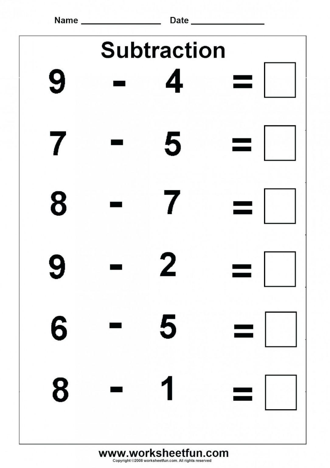 3 Free Math Worksheets First Grade 1 Subtraction Subtracting Whole Tens 