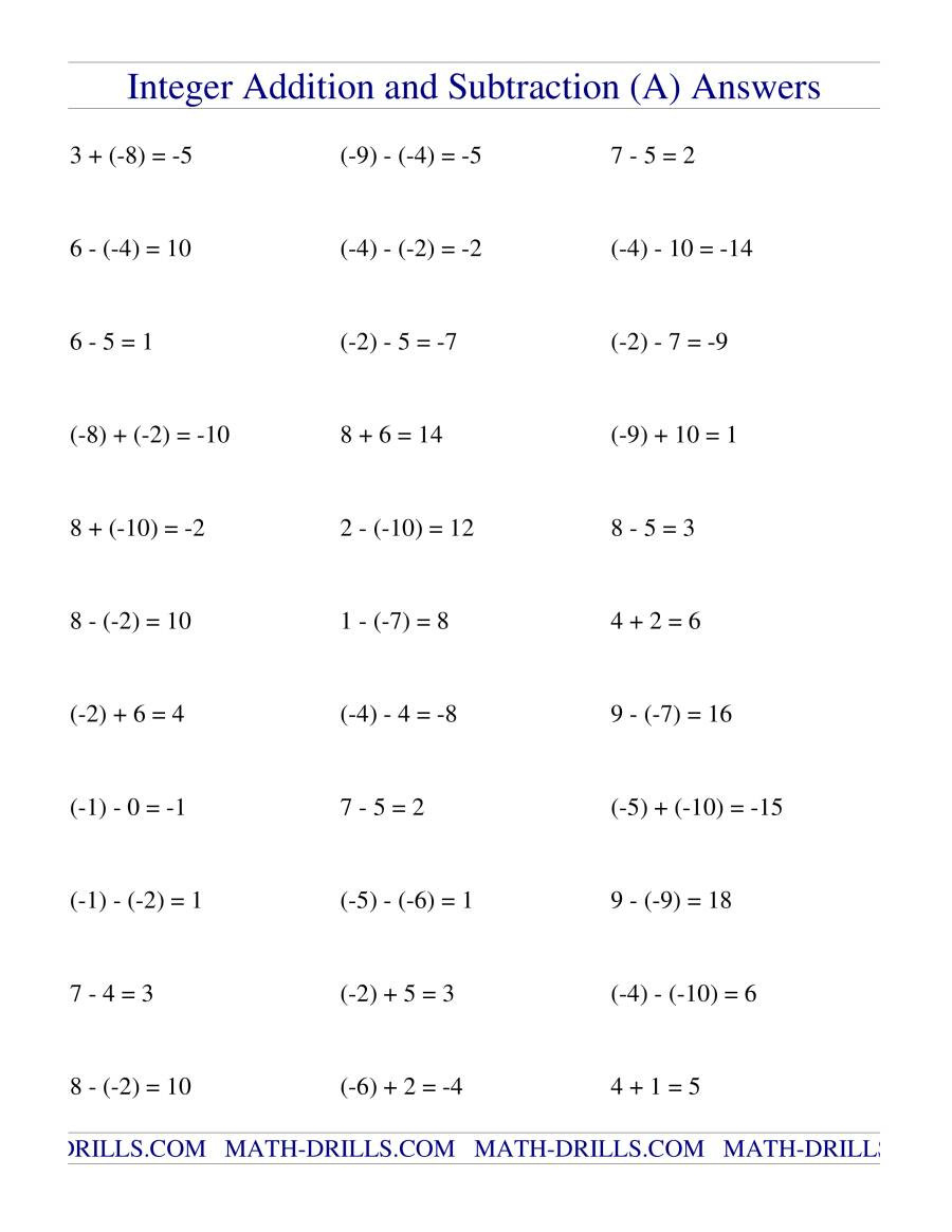 30 Subtracting Integers Worksheet Pdf Education Template