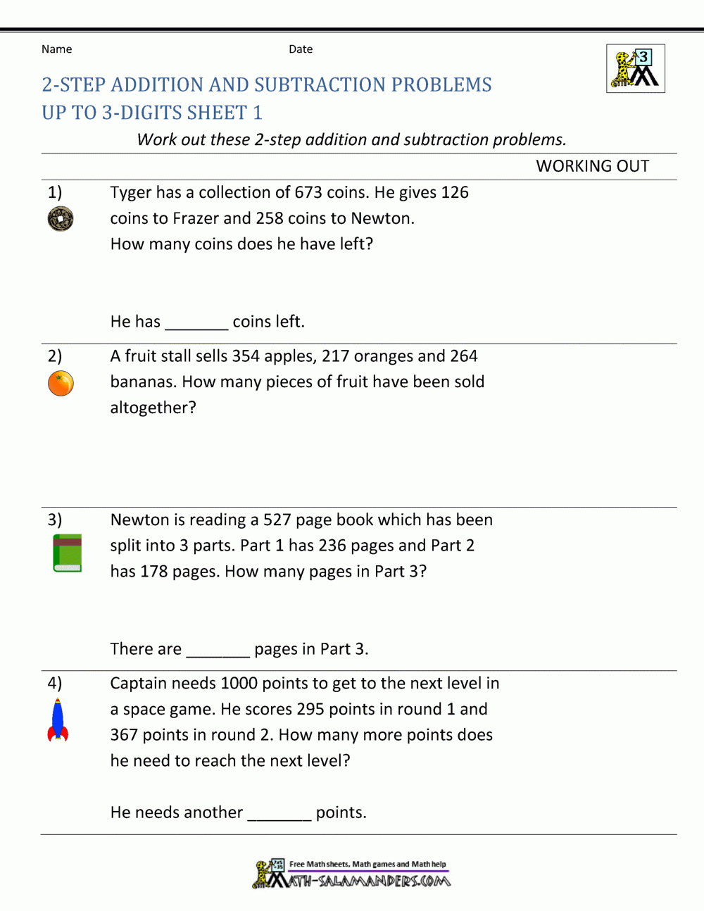 3rd Grade Addition And Subtraction Word Problems