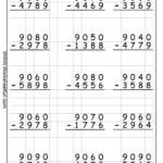 4 Digit Subtraction With Regrouping Borrowing 9 Worksheets Math