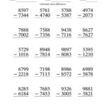 4 Digit Subtraction Without Regrouping Worksheets Worksheets For