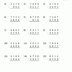 4 Digit Subtraction Worksheets