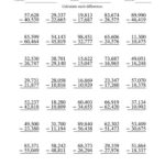 5 Digit Minus 5 Digit Subtraction With Comma Separated Thousands A