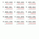 5 Digit Subtraction Worksheets