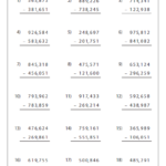 6 Digit Subtraction Worksheets